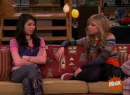 Carly and Sam on the couch after Sam poked Carly and said she was "crotchety" for not having a date