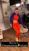 Hannah Stocking dances on set