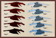 The stages and changes of Fire and Ice Dragons. As well as these changes, they also increase in size with each stage advanced