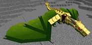A stage 3 green Fire Dragon in full golden dragon armour