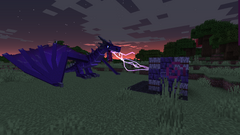 Lightning Dragon powering a Dragonforge at sunset