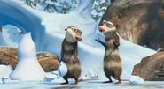 Crash and Eddie in Ice Age: Dawn of the Dinosaurs.