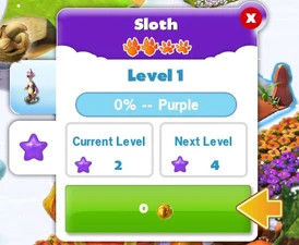 The leveling up screen