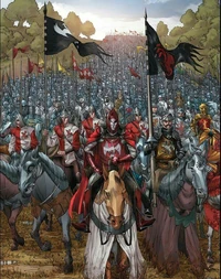 Bloodraven arrives in response to Daemon II Blackfyre.