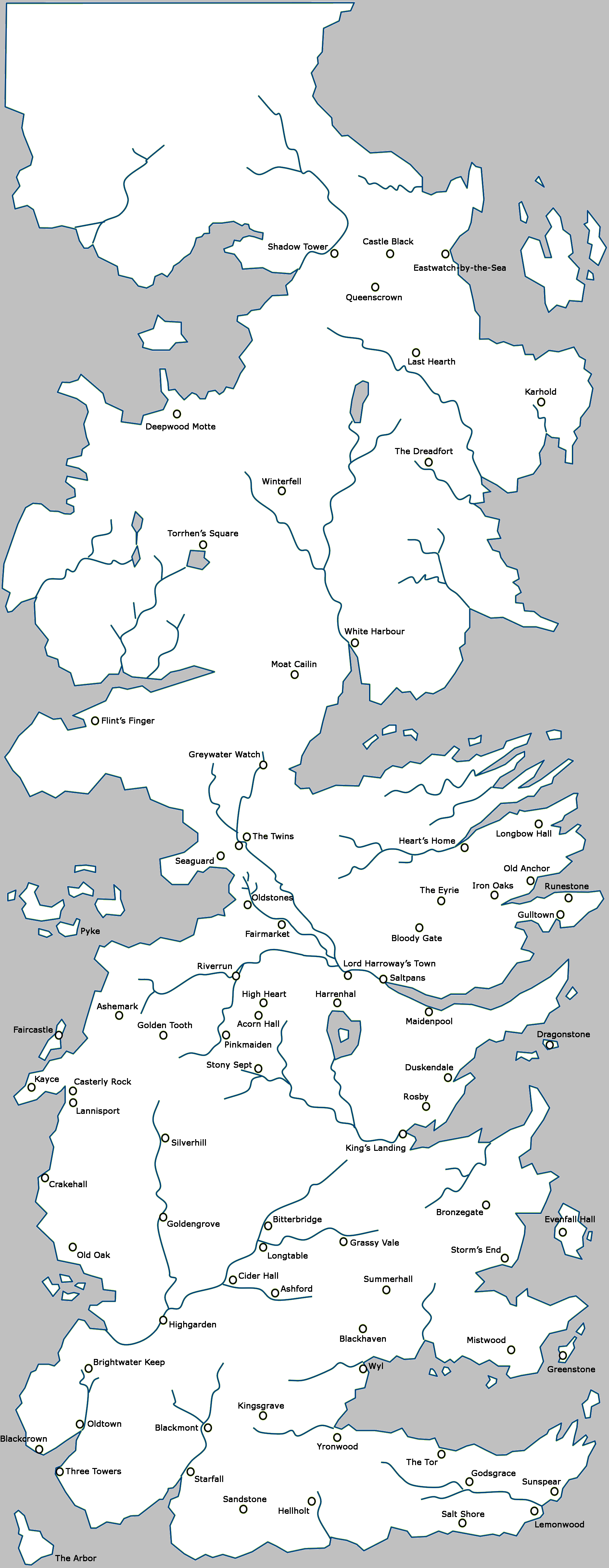 song of ice and fire map westeros