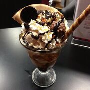 Chocolate ice cream sundae