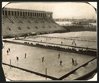 Outdoor hockey at Harvard Stadium