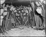 Marty Barry at the 1934 Newton Pond Hockey Clinic.