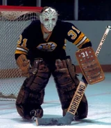 Ken Broderick in the 1974-75 Bruins jersey.