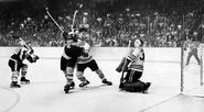 John McKenzie scores the series winner, Game 4 of the 1970 Semi-finals, April 26, 1970.