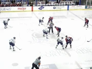 The Plymouth Whalers and  line up for a faceoff at the .