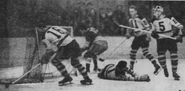 Tiny Thompson stops Bryan Hextall, February 17, 1938.