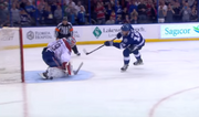 A skater taking a , with a referee in the background