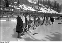 A game between Canada and Sweden during the 1928 Winter Olympics.