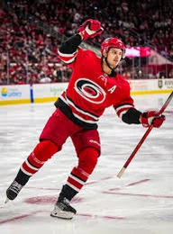 Canes player  celebrates OT-Game Winning goal against the .