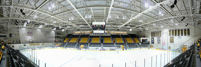 Panorama of John MacInnes Student Ice Arena showing recent improvements.