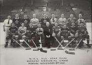 Shore, Clapper and Thompson at the Howie Morenz Memorial Game, November 2, 1937.