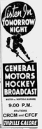 Hockey Night in Canada Ad 1933