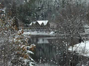 Iron foot-bridge over the York river, connecting to Millennium Park, in Bancroft, Ontario.
