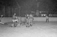 Maroons defense holds off Canadiens Tony Demers from keeper Bill Beveridge, February 19, 1938.