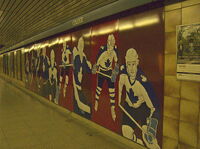 Hockey Knights in Canada mural on the southbound side of Toronto's College Station