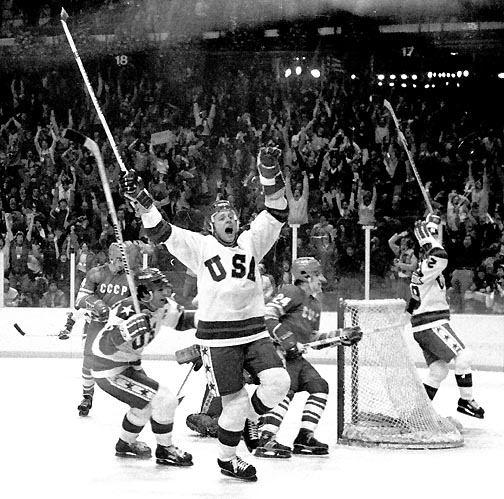 1980 Miracle On Ice Team USA Mark Johnson 10 Hockey Jersey Blue