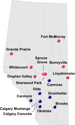 AJHL team locations 2014-15