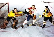 Bonin, Don Head and Leo Boivin in 1961-62 season action.