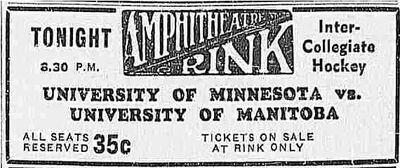 1938-39 Game Ad: Manitoba vs Minnesota