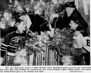 Mike Karakas and Frank Brimsek with their mothers, February 5, 1939.