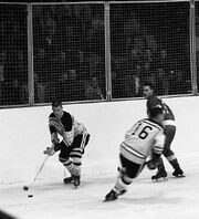  during an exhibition game against the  in Hamilton, Ontario, September 29, 1966.