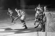 24Jan1959-Stasiuk Horvath Chadwick.jpg (133 KB) Vic Stasiuk, Bronco Horvath (wearing his jaw protector) and goalie Ed Chadwick, January 24, 1959.