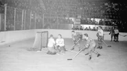 Action from the Howie Morenz Memorial Game, which was emblazoned on the sweaters.