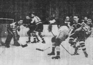 Tiny Thompson and Mel Hill against the Rangers, March 13, 1938.