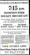 Ad for Dominion-wide broadcast of NHL game
