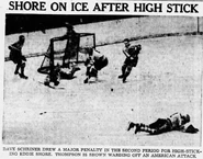 Eddie Shore after being high-sticked by Sweeney Schriner, January 23, 1937.