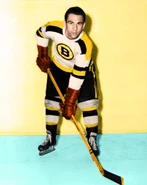Pete Horeck sports the white "Spoked B" jersey in 1949-50.