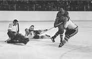 1966-67-Parent Schock Richard Doak.jpg (76 KB) Bernie Parent, Ron Schock, Henri Richard, Gary Doak in 1966-67 season action.
