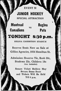 Junior Canadiens @ Regina on Jan. 3, part of an exhibition tour.