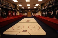 Montreal Canadiens locker room in the 