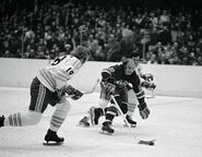 Ron Anderson, Bobby Hull, Larry Mavety, December 22, 1972.