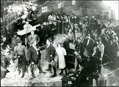 The Sydney Arena Rink in Sydney, Nova Scotia showing the Movie "Big Timber" when it was a part time Movie Studio during the 1920's