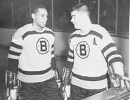 O'Ree with Fleming Mackell after playing his first two NHL games, January 21, 1958.