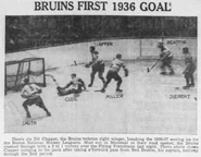 Dit Clapper scores Boston's first goal of the season, November 15, 1936.