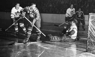 1949 AS game-Lindsay Broda.jpg (161 KB) Ted Lindsay shoots on Turk Broda while Leafs Bill Barilko, Garth Boesch and All-Star Elmer Lach look on, 1949 All Star game.