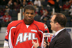 Subban being interviewed after the 2010 AHL All-Star Classic