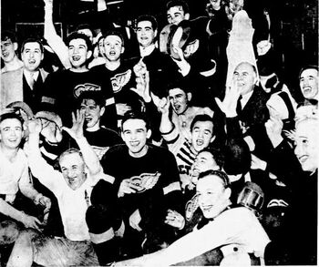 Wings celebrate series win.