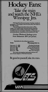 Ad in Saskatoon for a train trip and game.