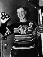 Bill Mosienko celebrates his record, March 23, 1952.
