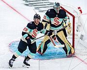 Winter Classic - Vegas Golden Knights at Seattle Kraken - January 1, 2024 - Vince Dunn and Joey Daccord (53438665343)